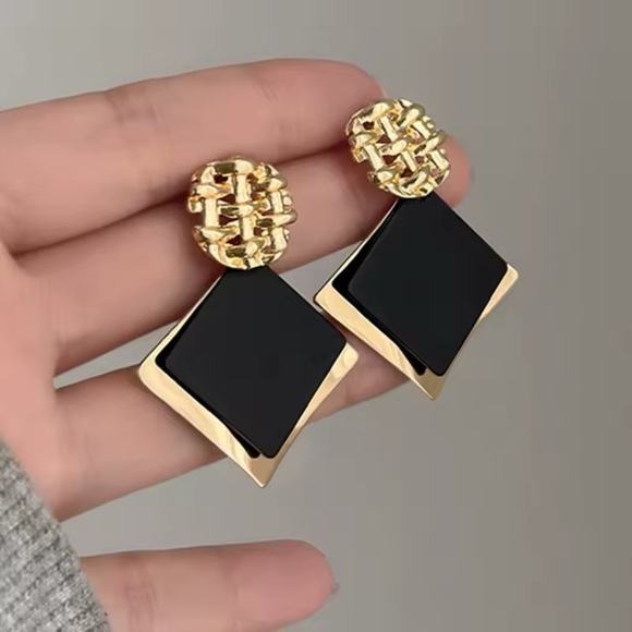 Jewelry - Double Color Rhombus Shape Dangle Earrings for Women